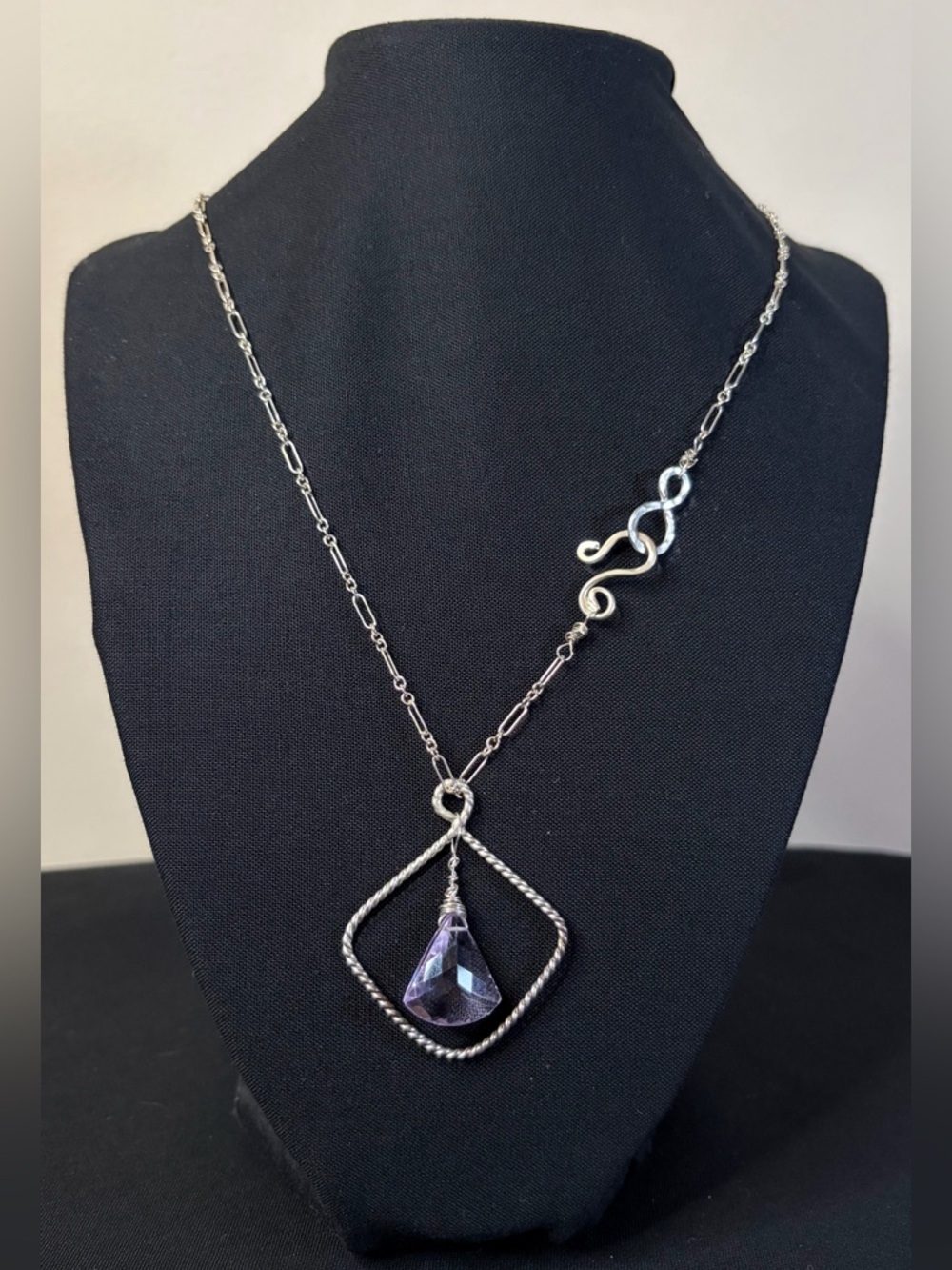 Sterling Silver Amethyst Artisan Hand Crafted Necklace - Picture 3 of 7